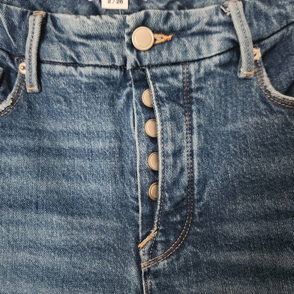 Good American | High Waist Button Front Split Hem Straight Leg Jeans - Size 2/26 - Picture 4 of 11